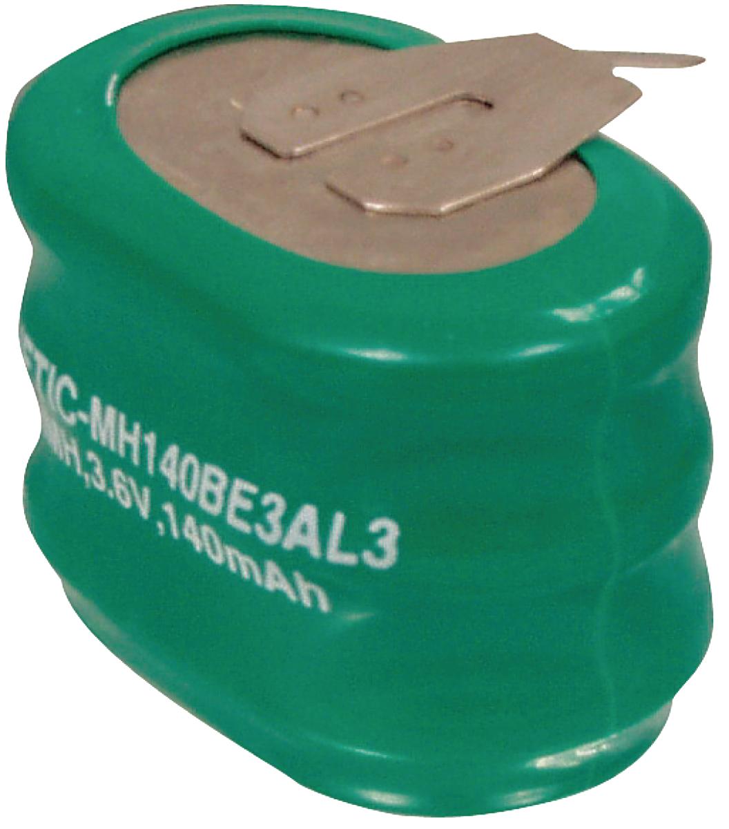 Accu bouton ni-mh 3.6v 140ma (25 x 14 x 18mm) à souder