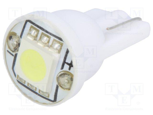 Lampe led; blanc froid; w2,1x9,5d; unom:12vdc; 18lm; 0,24w; 120°