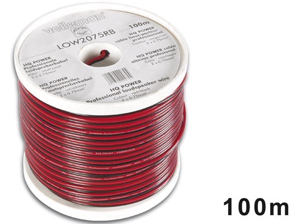 Cable haut-parleur cca - 2 x 0.75mm² - rouge/noir