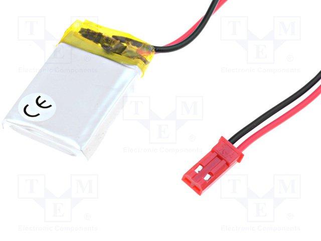 Batterie lithium-polymère (li-po) 3,7v 250mah 5x20x30mm avec connecteur jst syr-02t (male + femelle)