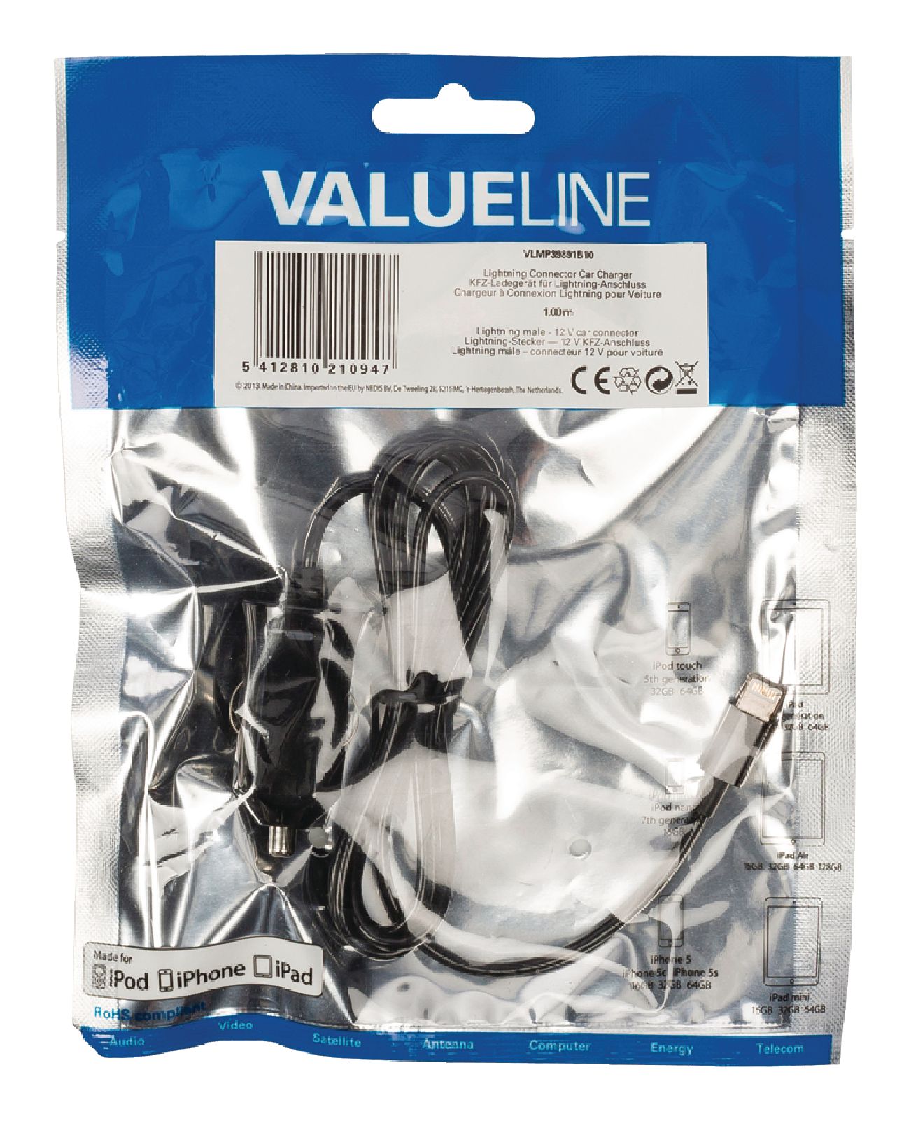 Chargeur lightning mâle pour connecteur lightning pour voiture ? connecteur noir 12 v pour voiture 2.4a