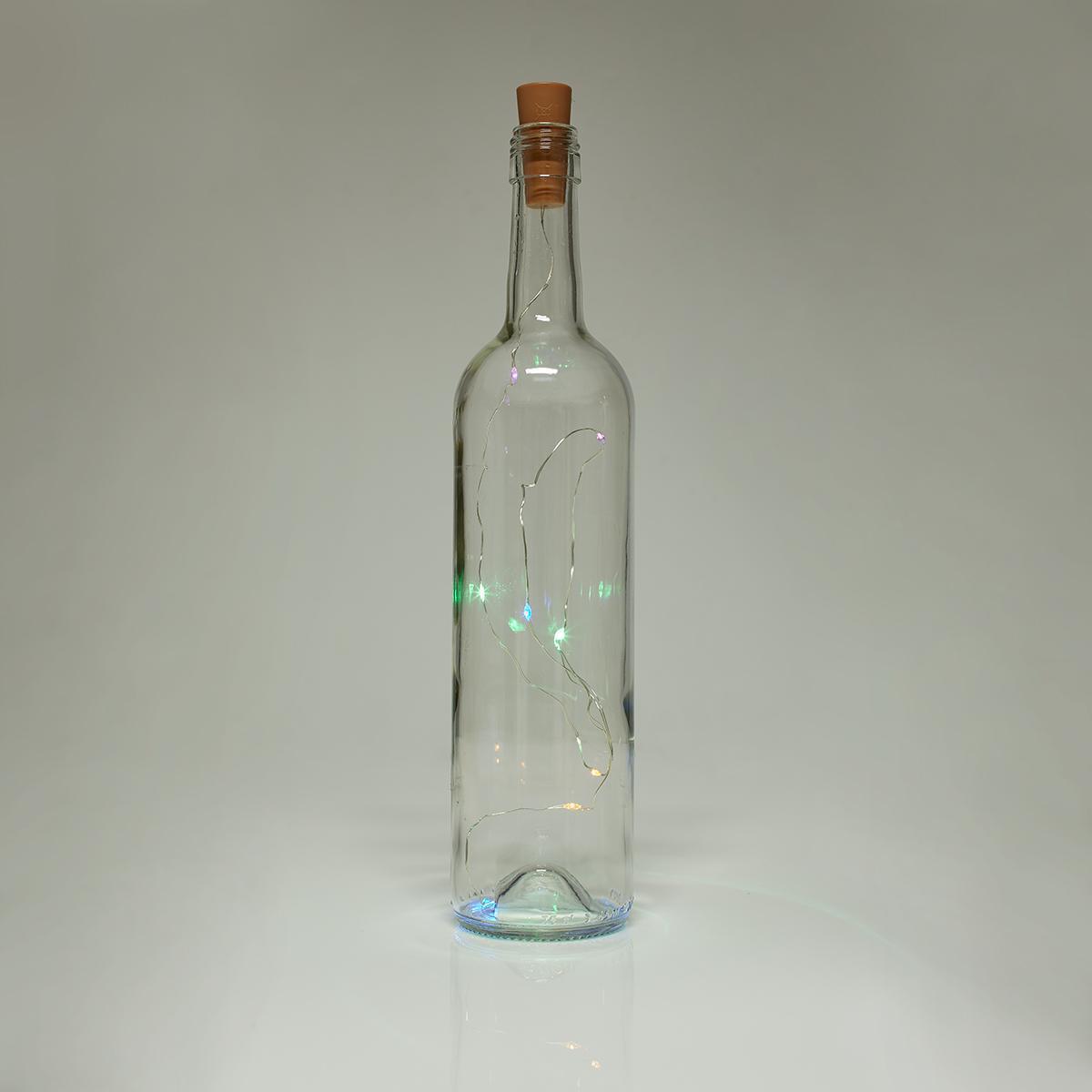 Bouchon de bouteille avec guirlande à 8 leds multicolores - alimentation à piles (3xlr44)