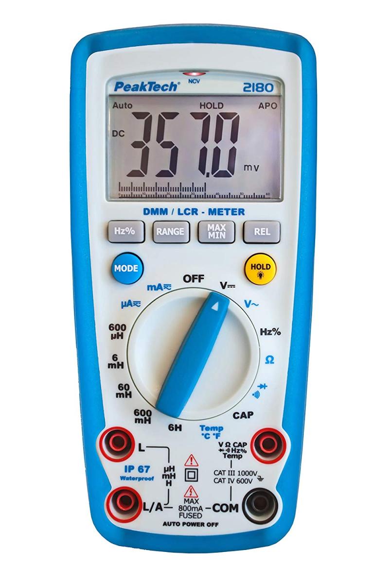 Multimètre numérique:ohmètre/volmètre/amperemètre/thermometre/frequencemètre/capacimètre/inductancemètre cat4-600v
