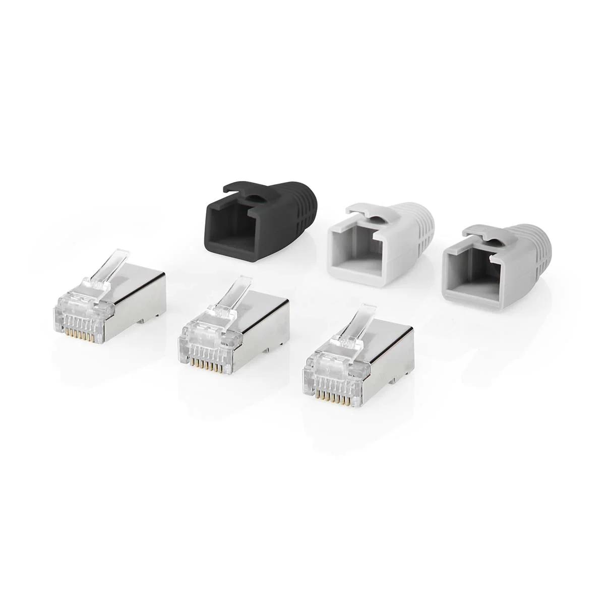 Connecteur rj45 cat6a à sertir (pass through) lot de 10 pièces + manchons