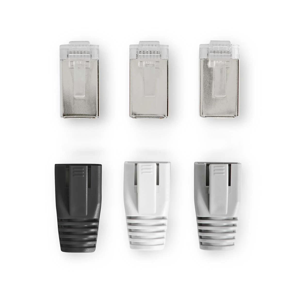 Connecteur rj45 cat6a à sertir (pass through) lot de 10 pièces + manchons