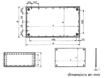 Coffret optative en plastique - bleu petrole 215 x 130 x 77mm