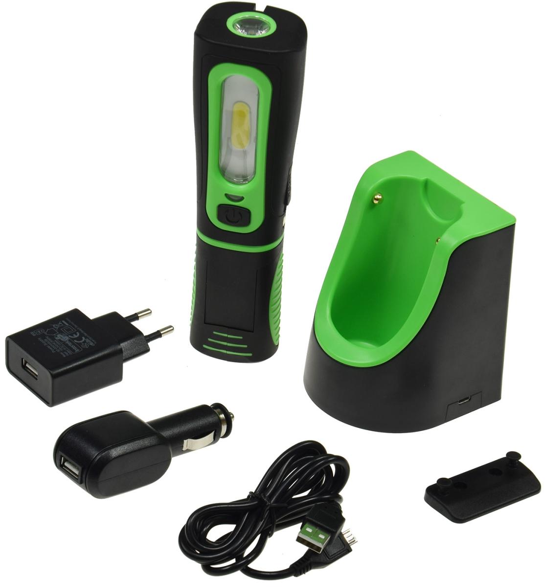 Lampe de poche à led avec chargeur de batterie, support magnétique, 3w, 250lm, ip44