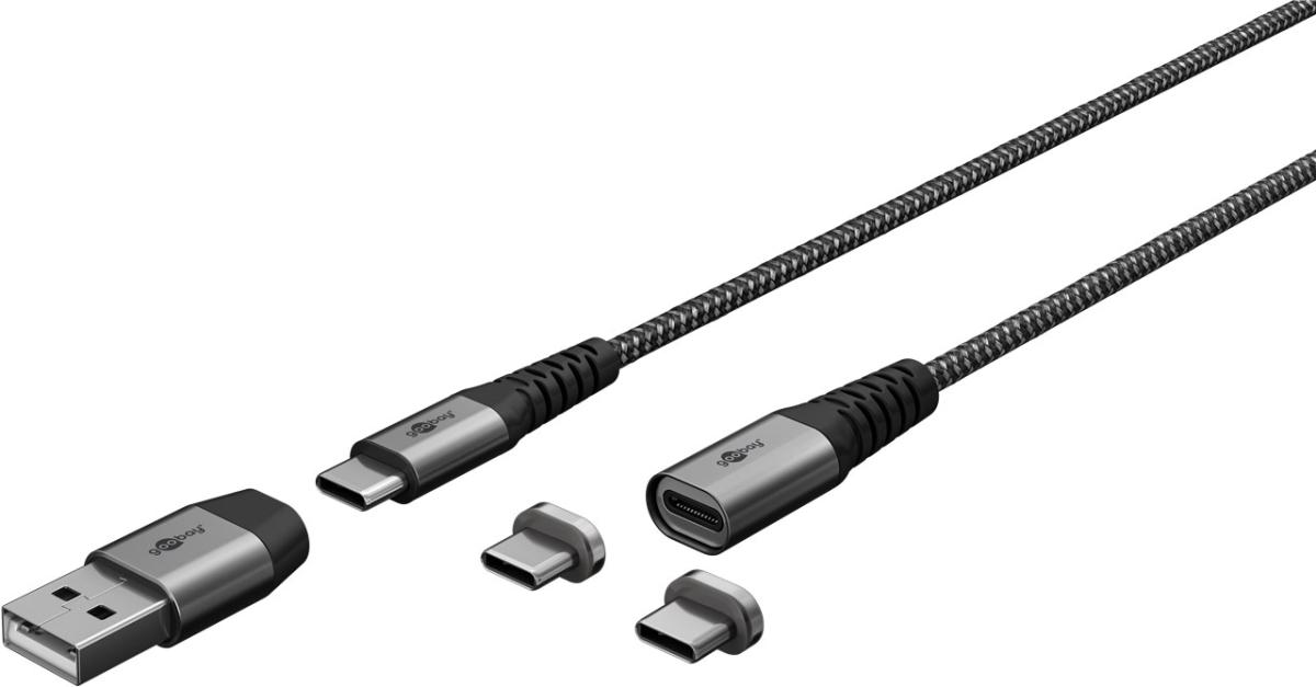 Cable usb-c + usb-a magnétique haute qualité alimentation + données