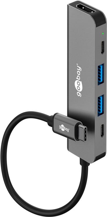 Station usb-c avec hdmi 2.0 / usb-c femelle x2 / usb-a femelle x2 / alimentation + données