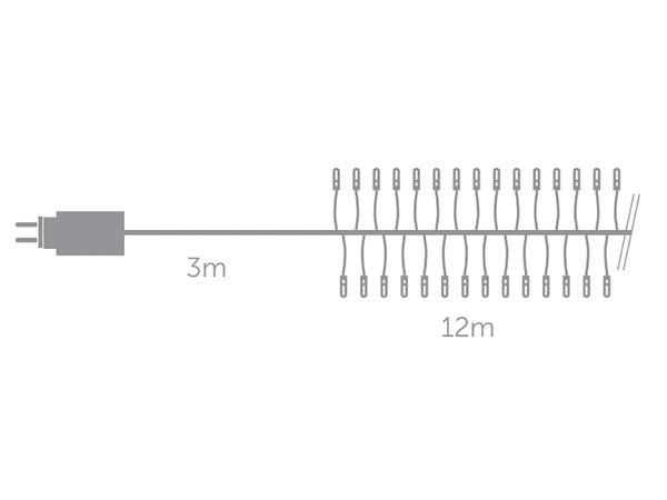 Guirlande 12m - 1020 led - arizona blanc - câble noir - modulateur - 31 v - ip44