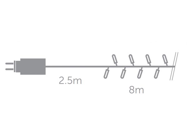 Guirlande 8m - 120 led - arizona blanc - câble vert - 24 v - ip44