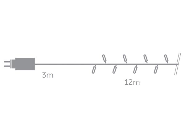 Guirlande 12m - 80 led - arizona blanc - câble vert - 24 v - ip44