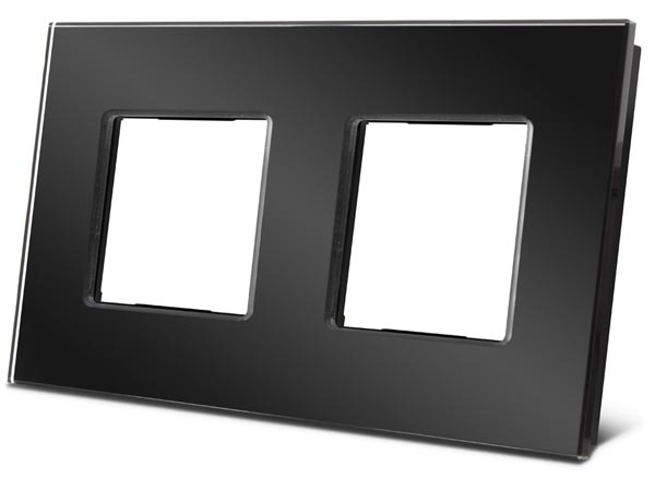 Double plaque de recouvrement en verre pour niko®, noir brillant
