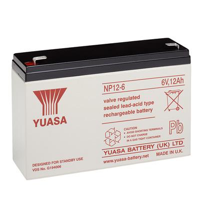 Batterie au plomb agm professionnelle 6v 12a  151x50x97.5mm yuasa (np12-6)